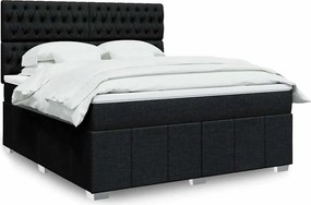 vidaXL Κρεβάτι Boxspring με Στρώμα Μαύρο 180x200 εκ. Υφασμάτινο