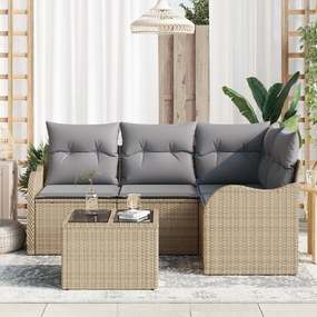 vidaXL Σετ καναπέ κήπου 5 τεμαχίων με μαξιλάρια μαύρου πολυ ρατάν
