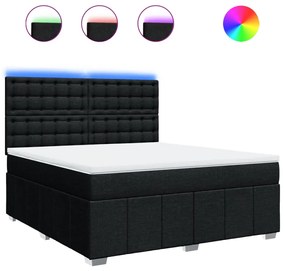 vidaXL Κρεβάτι Boxspring με Στρώμα Μαύρο 180x200 εκ. Υφασμάτινο