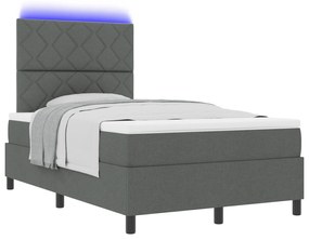 vidaXL Κρεβάτι με κουτί φspring και Στρώμα & LED Σκούρο Γκρι 120x200 εκ Ύφασμα