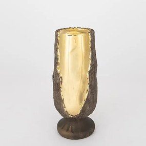 Κηροπήγιο Κεραμικό Καφέ-Χρυσό 11x11x25εκ. ESTHETI 752-25047