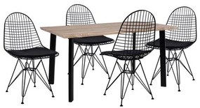 Σετ τραπεζαρίας C11021 5τμχ με Τραπέζι Sonama 110x70x75,5εκ. &amp; Καρέκλες Μεταλλικές Μαύρες
