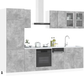 vidaXL Μονάδα κουζίνας Lyon 8 pcs Γκρι Σκυροδέματος Επεξεργασμένο Ξύλο
