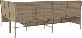 vidaXL Καναπές Κήπου Γωνιακός Μπεζ Συνθ. Ρατάν με Μαξιλάρια