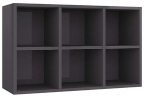 vidaXL Ραφιέρα / Βιβλιοθήκη Γυαλιστερό Γκρι 66x30x97,8 εκ. Μοριοσανίδα
