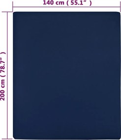 vidaXL Σεντόνι Με Λάστιχο Μπλε 140 x 200 εκ. Βαμβακερό Ζέρσεϊ