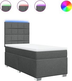 vidaXL Κρεβάτι Boxspring με Στρώμα Σκούρο Γκρι 100x200 εκ. Υφασμάτινο
