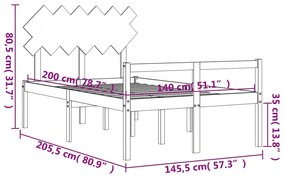 ΠΛΑΙΣΙΟ ΚΡΕΒΑΤΙΟΥ ΜΕ ΚΕΦΑΛΑΡΙ 140X200 ΕΚ. ΑΠΟ ΜΑΣΙΦ ΞΥΛΟ 3195546