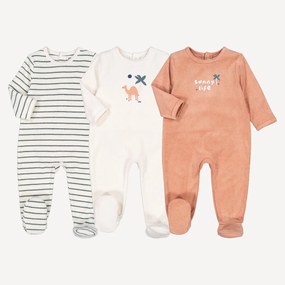 Σετ 3 πετσετέ πιτζαμάκια με μοτίβο καμήλα και ρίγες