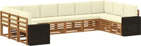 vidaXL Σειρά Καναπέ Εξωτερικού 10 pcs Φυσικό και Κρέμα Πολυεστέρας