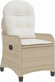 vidaXL Ανακλινόμενη πολυθρόνα Μπεζ 56 x 66 x 95 εκ συνθετικό ρατάν