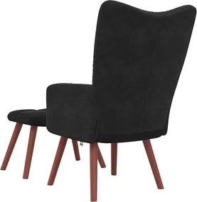 vidaXL Πολυθρόνα Relax Μαύρη Βελούδινη με Σκαμπό