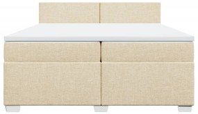 vidaXL Κρεβάτι Boxspring με Στρώμα Κρεμ 200x200 εκ. Υφασμάτινο