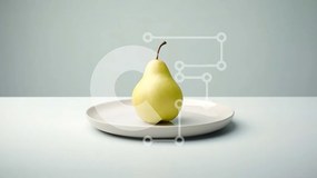 Σετ των 2 Intra Συλλεκτικό Ξύλινο Παζλ Plywood 4mm - Αχλάδι σε ένα λευκό πιάτο Σε Ξύλινο Κουτί - Διαστάσεις: 10x10 cm – 25 κομμάτια