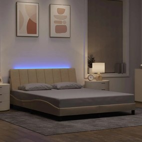 vidaXL Σκελετός Κρεβατιού Χωρίς Στρώμα Κρεμ 160x200 εκ. Υφασμάτινο