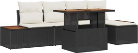 vidaXL Σετ Καναπέ Κήπου 6 pcs Μαύρο και Μπεζ