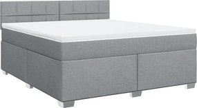 vidaXL Κρεβάτι Boxspring με Στρώμα Ανοιχτό Γκρι 180x200 εκ. Υφασμάτινο