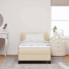 vidaXL Κρεβάτι με ελατήρια με κεφαλάρι Κρεμ 90 x 200 cm ύφασμα
