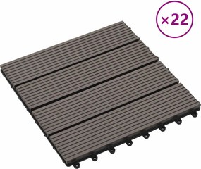 vidaXL Πλάκα Κατασκευής 22 pcs Σκούρο Καφέ 30 x 30 cm WPC