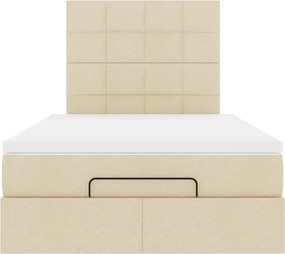 vidaXL Οθωμανικό κρεβάτι με στρώμα &amp; LEDs Cream 120x200cm ύφασμα