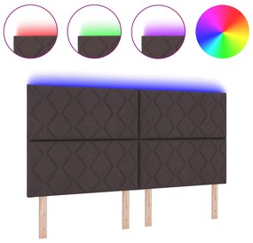 vidaXL LED Κεφαλάρι Σχεδιασμός Διαμαντιών Σκούρο Καφέ 180 εκ. Ύφασμα