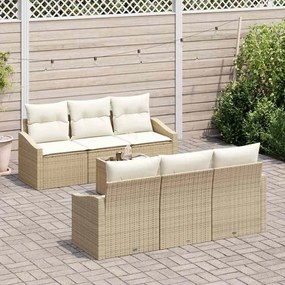 vidaXL Σετ Καναπέ Κήπου με μαξιλάρι 7 pcs Μπεζ, Κρέμα 55 x 55 x 37 εκ