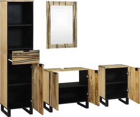 vidaXL Σετ Επίπλων Μπάνιου με συρτάρι 4 pcs Καφέ Επεξεργασμένο ξύλο