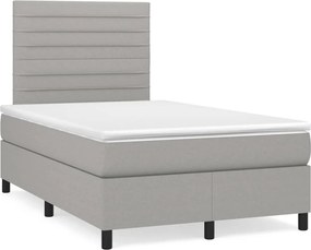 vidaXL Κρεβάτι Boxspring με Στρώμα Ανοιχτό Γκρι 120x200 εκ. Υφασμάτινο