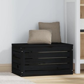 vidaXL Κουτί Αποθήκευσης Μαύρα 59,5x36,5x33 εκ. Μασίφ Ξύλο Πεύκου