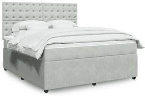 vidaXL Κρεβάτι Boxspring με Στρώμα Ανοιχτό Γκρι 180x200 εκ. Βελούδινο