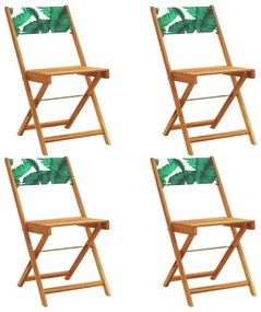 Καρέκλες Κήπου Πτυσσόμενες 4 Τεμ. Πράσινο Ύφασμα/Μασίφ Ξύλο - Πράσινο