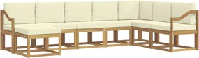 vidaXL Σειρά Καναπέ Εξωτερικού με μαξιλάρι 8 pcs Λευκό και Κρεμ