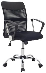 BF2401 Πολυθρόνα Γραφείου Βάση Χρώμιο, Ύφασμα & Mesh Απόχρωση Μαύρο