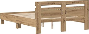 vidaXL Σκελετός Κρεβατιού Artisan Oak 150 x 200 cm Επεξεργασμένο Ξύλο