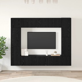 vidaXL Σετ επίπλου τηλεόρασης 8 pcs Μαύρη Δρυς 80 x 30 x 30.5 εκ