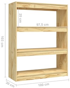 Βιβλιοθήκη/Διαχωριστικό Χώρου 100 x 30 x 103 εκ. Ξύλο Πεύκου - Καφέ