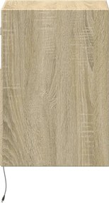 vidaXL Κομοδίνα Επιτοίχια με Φώτα LED 2 τεμ. Sonoma Δρυς