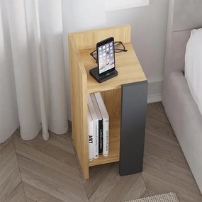 Κομοδίνο Elos Megapap χρώμα saphhire oak - silky black 30x31,7x55εκ.