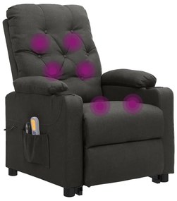 vidaXL Πολυθρόνα Μασάζ με Ανύψωση Σκούρο Γκρι Υφασμάτινη