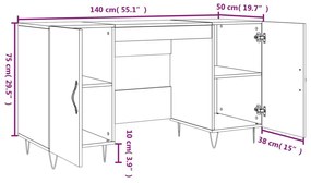 Γραφείο Λευκό 140 x 50 x 75 εκ. από Επεξεργασμένο Ξύλο - Λευκό