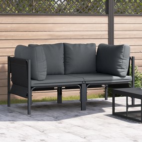 vidaXL Εξωτερικά Έπιπλα με μαξιλάρι με μαξιλάρι 2 pcs Ανθρακί Ατσάλι