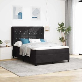 vidaXL Μαύρο Κρεβάτι με Ελατήρια και Στρώμα 160x200 εκ από Βελούδο