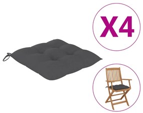 Μαξιλάρια Καρέκλας Κήπου 4 τεμ. Ανθρακί 40x40x7 εκ. Υφασμάτινα