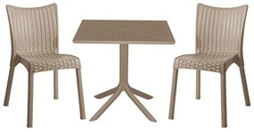 Τραπεζαρία κήπου Groovy-Confident pakoworld σετ 3τεμ PP cappuccino 80x80x74,5εκ