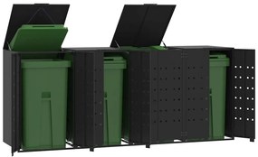vidaXL Πλαίσιο Κάδων Απορριμμάτων 4 Κάδοι Μαύρο 276x79x117 εκ. Ατσάλι