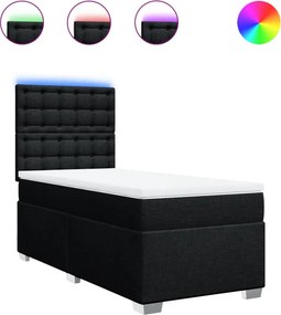 vidaXL Κρεβάτι Boxspring με Στρώμα Μαύρο 100 x 200 εκ. Υφασμάτινο