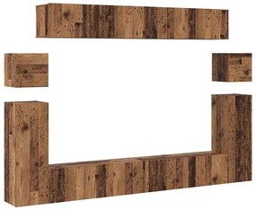 vidaXL Σετ επίπλου τηλεόρασης Επιτοίχιο 8 pcs Παλαιό ξύλο