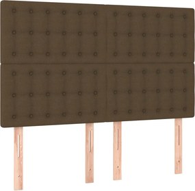 vidaXL Κρεβάτι Boxspring με Στρώμα Σκούρο Καφέ 140x190 εκ. Υφασμάτινο