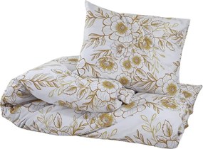 vidaXL Σετ Παπλωματοθήκη Λευκό και Καφέ 225x220 εκ. Βαμβακερό