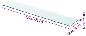 vidaXL Ράφια Πάνελ 2 τεμ. Διάφανα 70 x 12 εκ. Γυάλινα